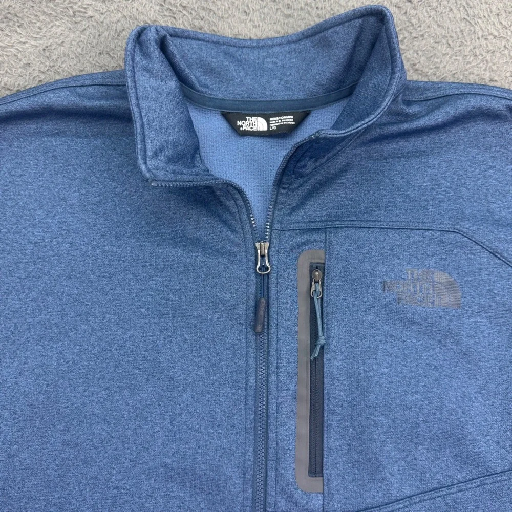 The North Face 1/4 Zip Pullover Mens Large Blue‎ Heathered Fleece CUG0 FA16 T164